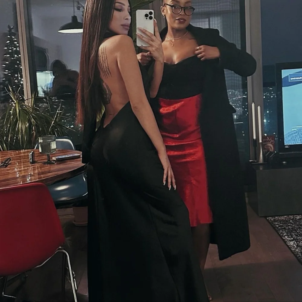 ZARA SATIN EFFECT HALTER DRESS - Picture 12 of 14